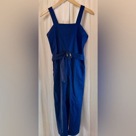 Monteau Los Angeles Pants - Monteau Elegant Blue Belted Jumpsuit